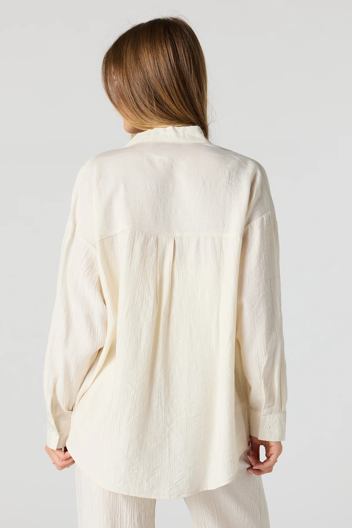 Ykshopcorp Ivory Zenvora Lightweight Button Front Collared Shirt with Tie Waist - Image 2